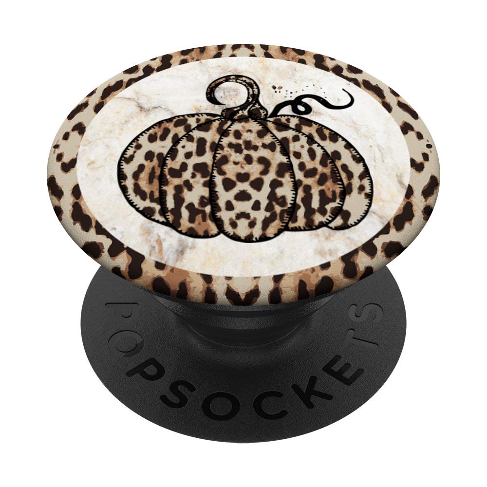 Cute Black Leopard Pattern Animal Print Fall Pumpkin PopSocket PopGrip - Swappable Phone & Tablet Grip for Stylish Everyday Use and Perfect Gift Idea