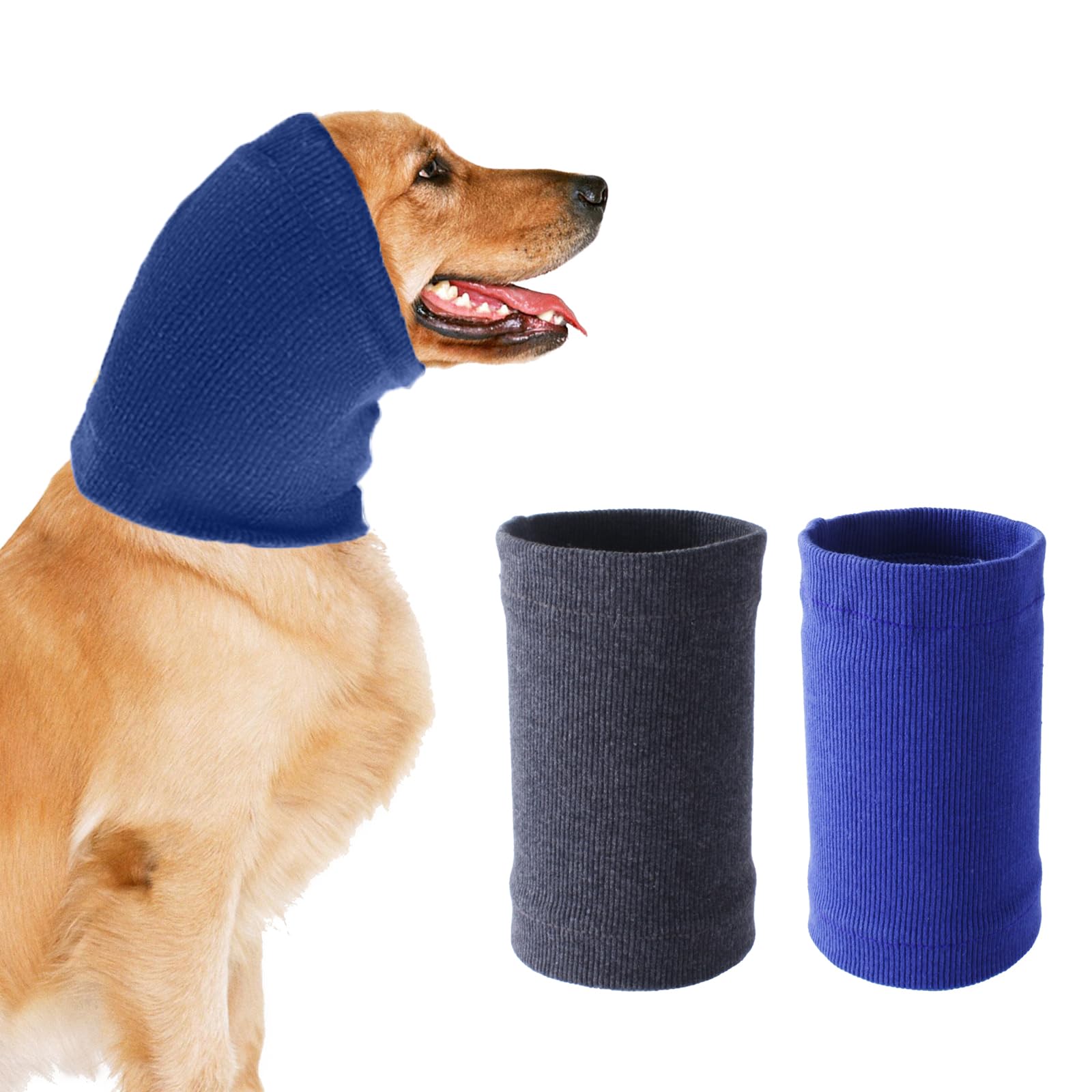 Noise Protection Dog Hood & Ear Muffs for Small Dogs and Cats - Warm Bathing Snood with Neck Cover - Calming Pet Anxiety Relief (Medium, Blue) - Perfect for Grooming, Travel & Cold Weather Protection