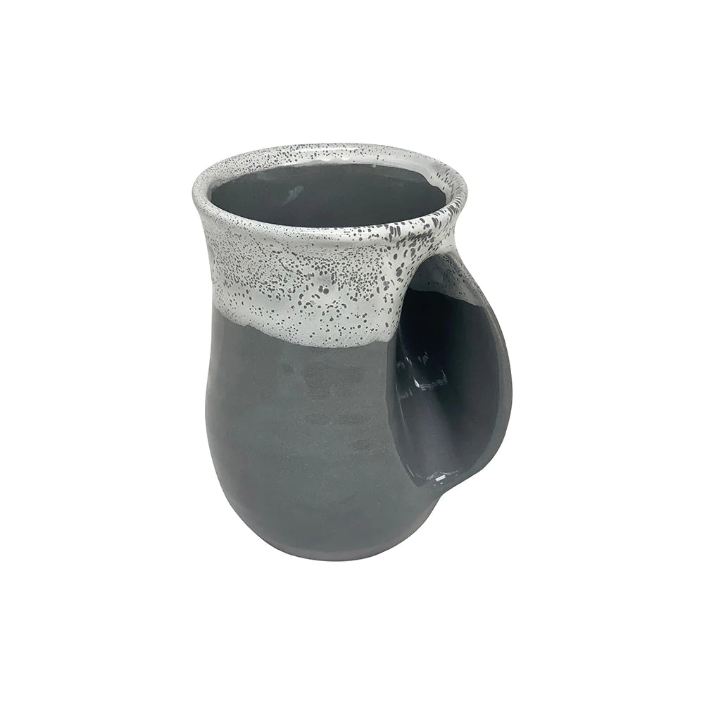 Clay in Motion Handwarmer Mug for Right Handed - Snowcap Design #19SC | Perfect for Winter Warmth, Coffee & Tea Lovers