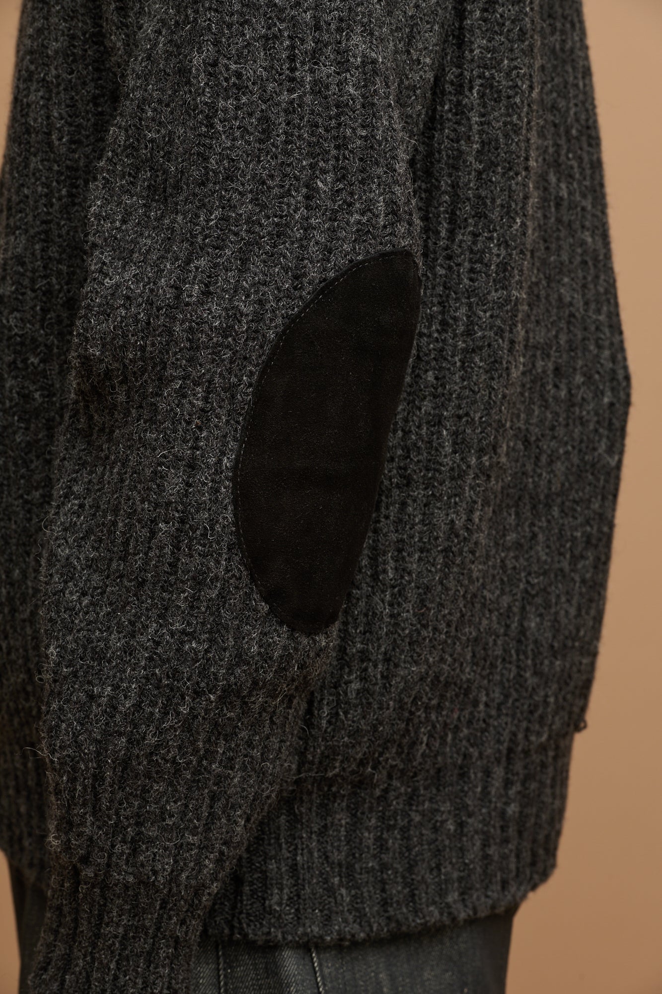 Premium Men's Lambswool Fisherman Ribbed Sweater - Charcoal Gray | Warm Winter Knit Pullover for Casual & Office Wear