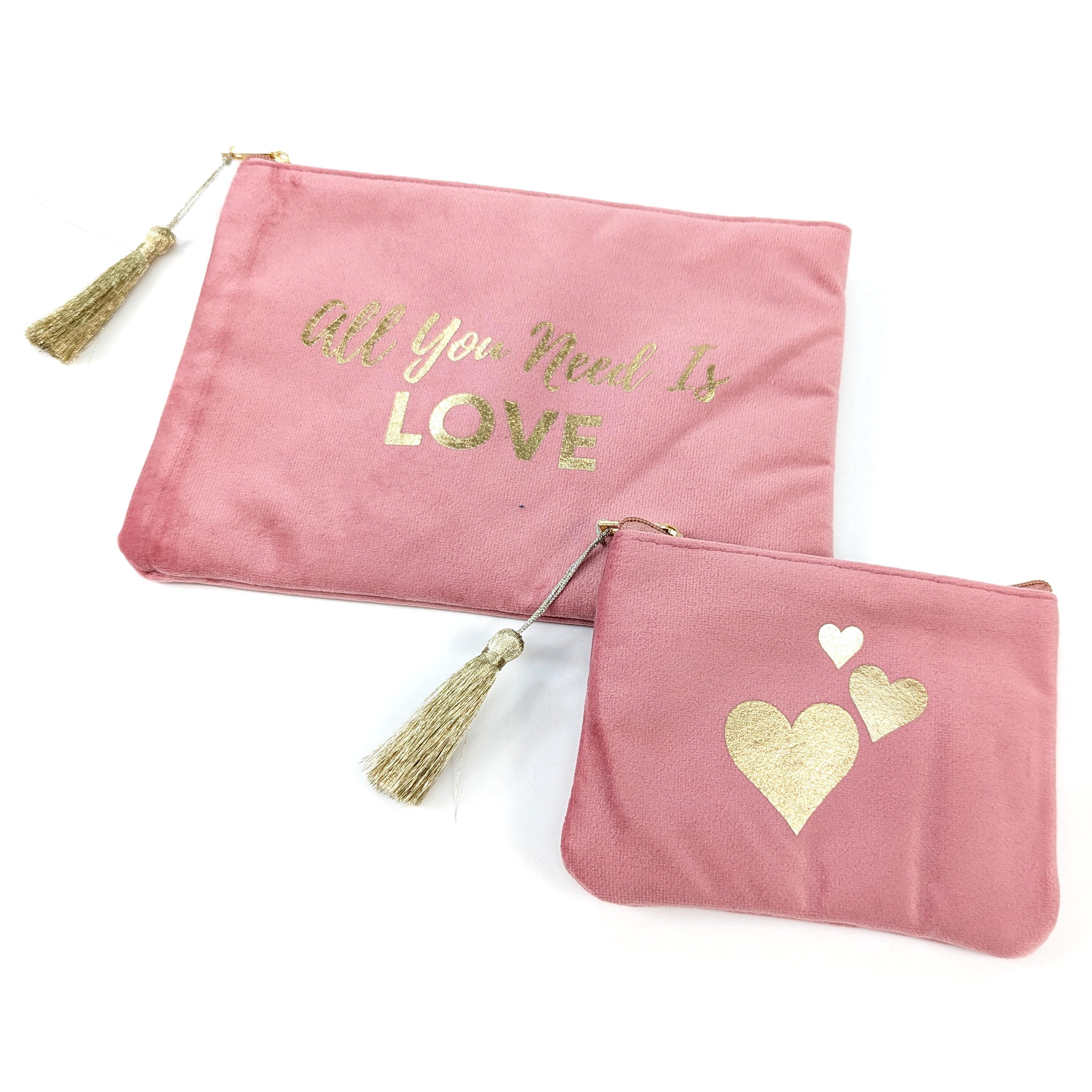 All You Need is Love' Set of 2 Velvet Bags & Purses for Women - Luxurious Soft Velvet Handbags for Parties, Weddings & Special Occasions
