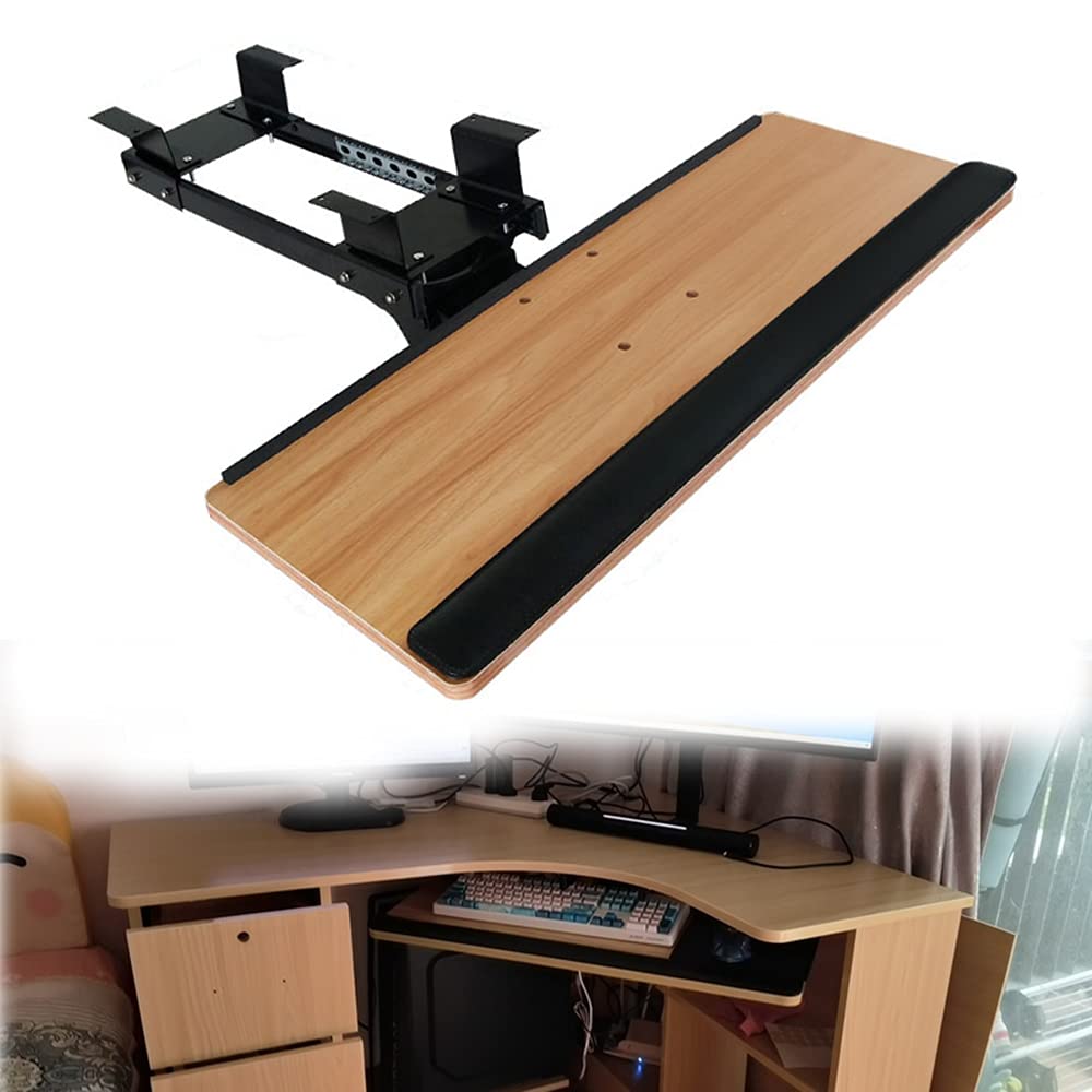 LKP Under Desk Sliding Keyboard Tray 25.6×10 Inch - Adjustable Tilt Ergonomic Keyboard Holder with Mouse Platform & Wrist Rest - Perfect for Office Work, Gaming, and Comfortable Typing at Home