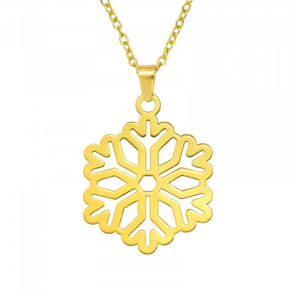 Elegant Gold Laser Cut Snowflake Christmas Necklace - Perfect Holiday Gift for Women, Festive Jewelry for Christmas Parties & Winter Celebrations