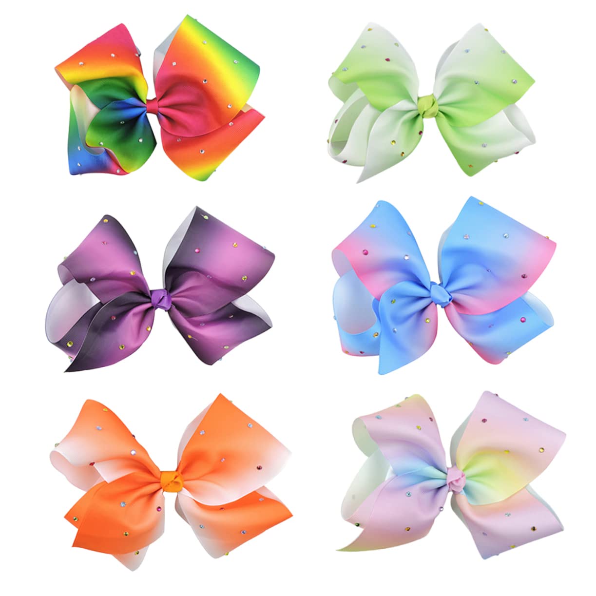 6pcs Big Bow Hair Clips for Girls - Hair Barrettes & Ponytail Holders for School & Parties