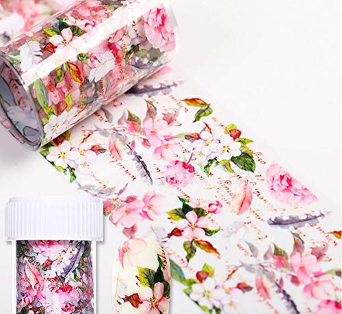 Floral Nail Foils 100x4cm - DIY Nail Art Transfer Stickers for Home & Salon Use