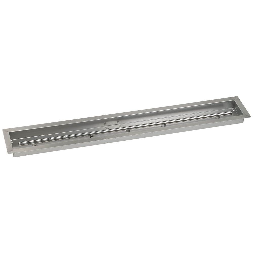 48-Inch Stainless Steel Linear Drop-in Fire Pit Pan & Burner - American Fireglass - Perfect for Outdoor Patio, Backyard, and Garden Fire Pits