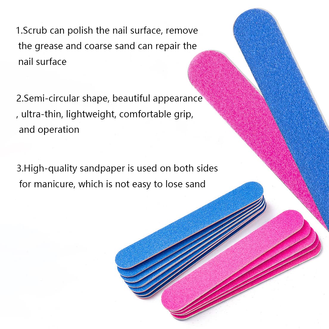 100-Piece Disposable Nail Files - Dual Sided 180/240 Grit Nail Buffer & Polisher - Professional Nail Repair & Shining Tool for Home, Salon & Travel Use