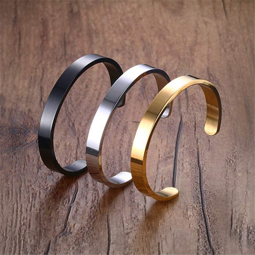 Stylish Men's Gold-Tone Stainless Steel Cuff Bracelet - 2.5