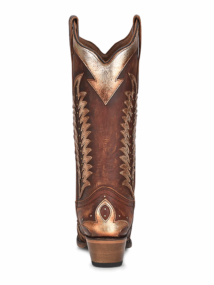 Circle G L2042 Women's Western Boots - Cognac Leather with Embroidery & Studs for Cowgirl Fashion & Country Style Outfits