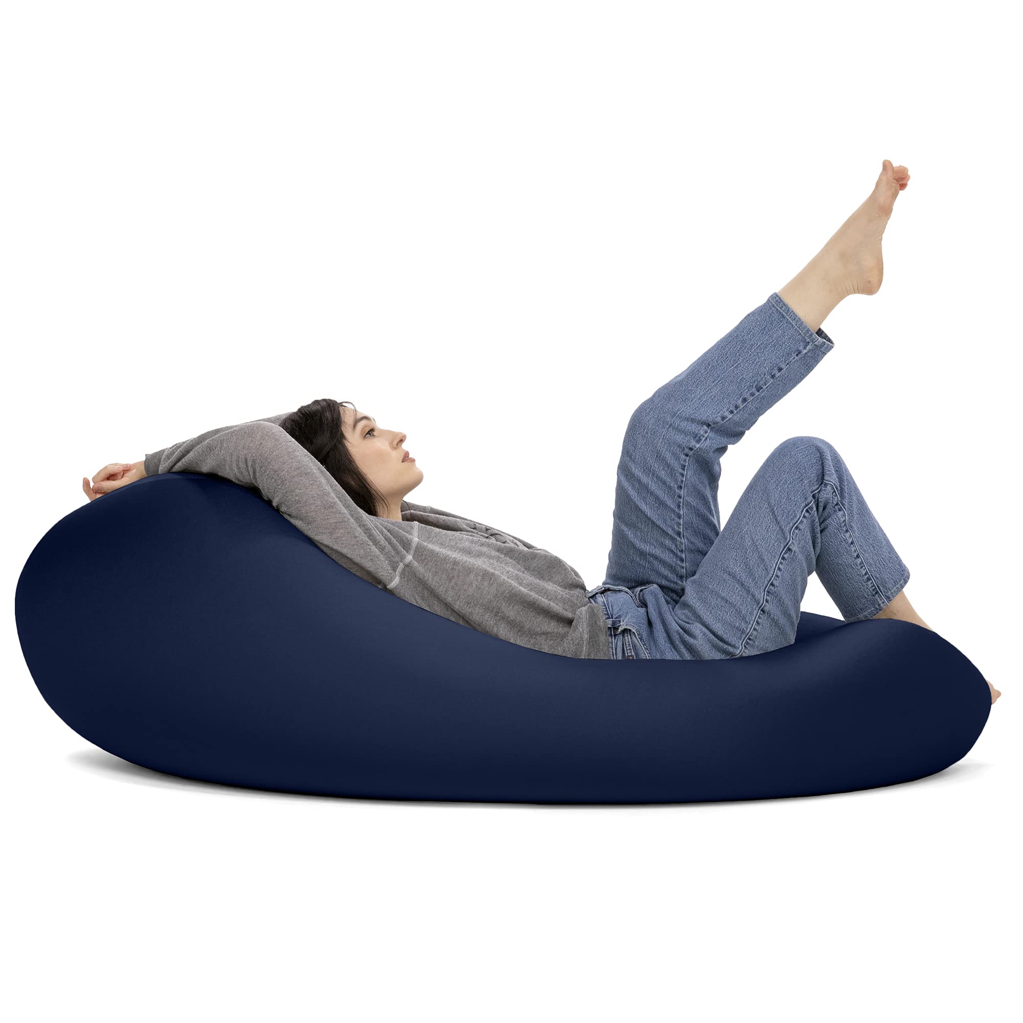 Jaxx Nimbus Spandex Bean Bag Chair for Adults - Large Navy Comfortable Lounge Chair for Living Room, Bedroom & Game Room - Perfect for Relaxing, Reading & Gaming