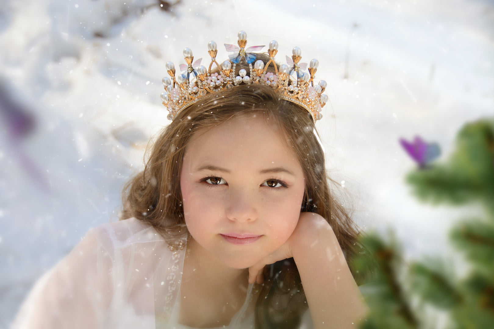 Big Hearted Butterfly Crown - Floral Headband for Women & Girls - Boho Festival Accessory for Weddings, Parties & Costumes