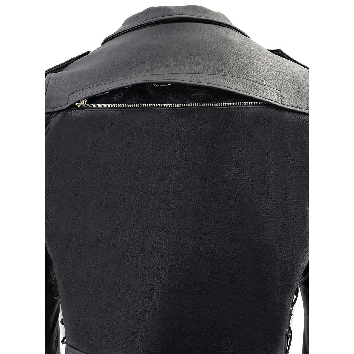 Milwaukee Leather Men's 'Wild One' LKM1775 Black Leather Vented Motorcycle Jacket with Adjustable Side Laces - Perfect for Riding, Outdoor Adventures & Casual Wear