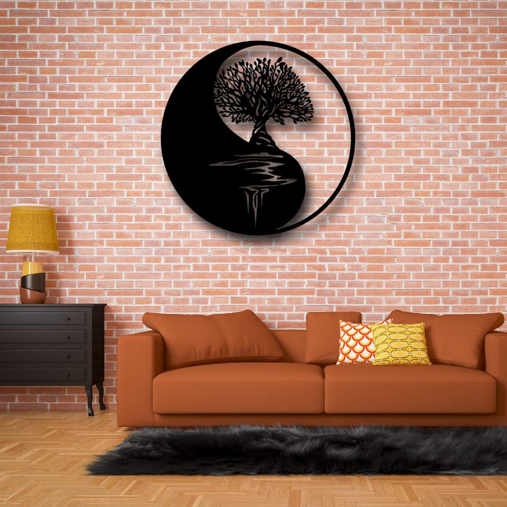 SPPRANDOM Metal Wall Art Decor - Tree of Life & Yin Yang 3D Wall Sculpture for Home, Office, Bedroom & Living Room | Modern Metal Wall Hangings & Silhouette Art | Perfect for Meditation Spaces, Yoga Rooms & Spiritual Decor
