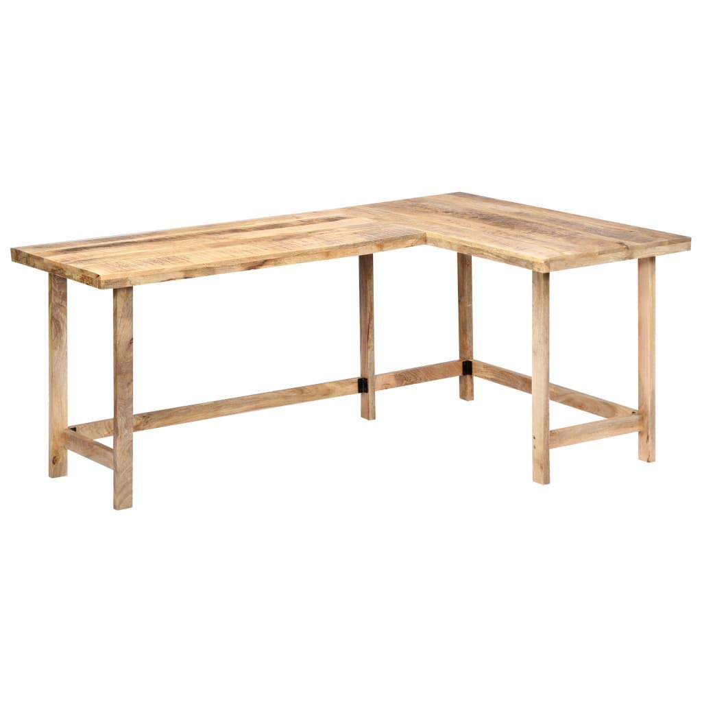 L Shaped Desk Corner Computer Desk for Home Office, Gaming & Study - Solid Mango Wood with Wooden Legs - Perfect for Small Spaces & Multi-Monitor Setups