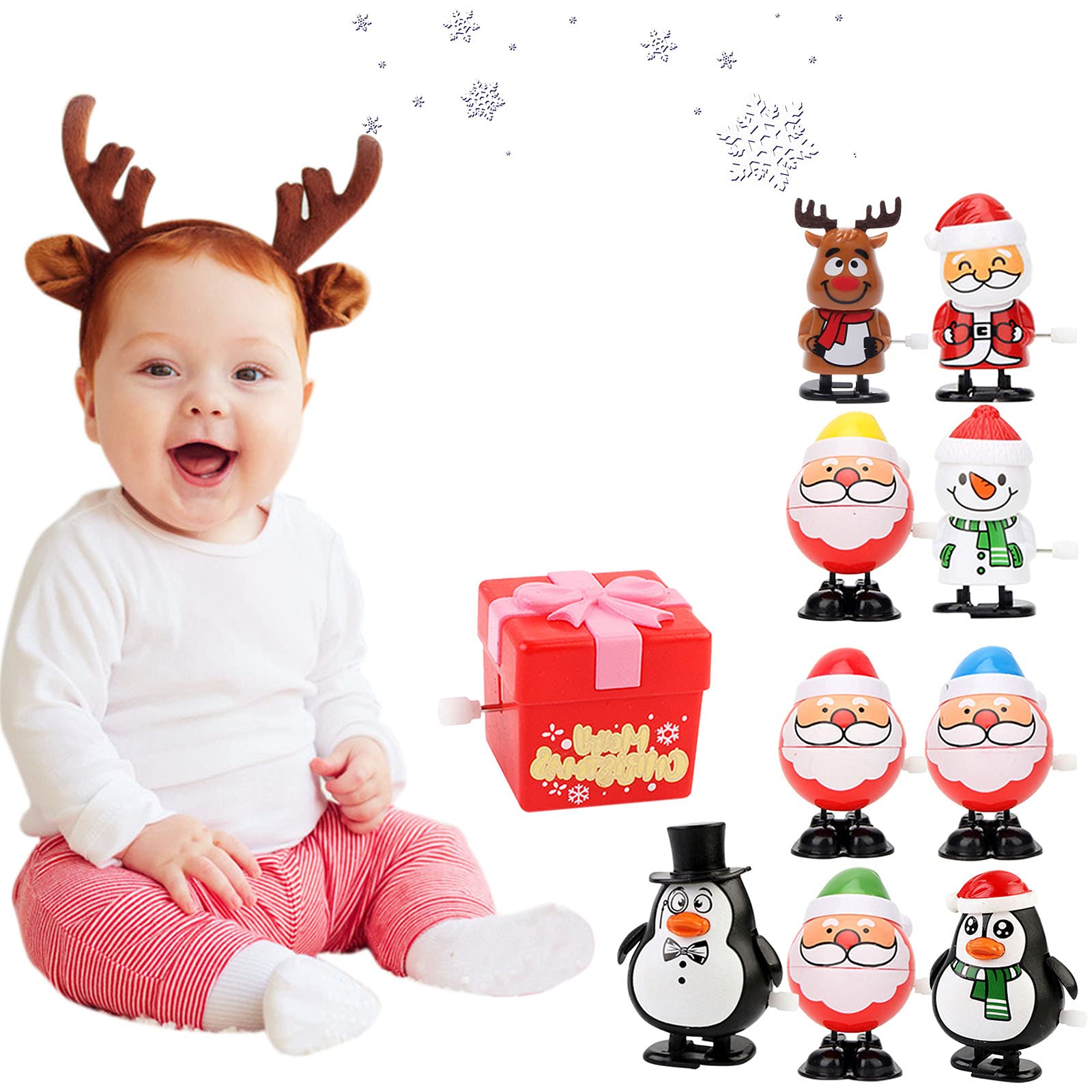 Christmas Wind Up Toys Set - Penguin, Santa Claus, Snowman, Reindeer & Elk Clockwork Figures - Holiday Party Decorations, Educational Toys & Festive Favors for Kids | Perfect for Christmas Tree Decor, Gift Stocking Stuffers & Classroom Activities