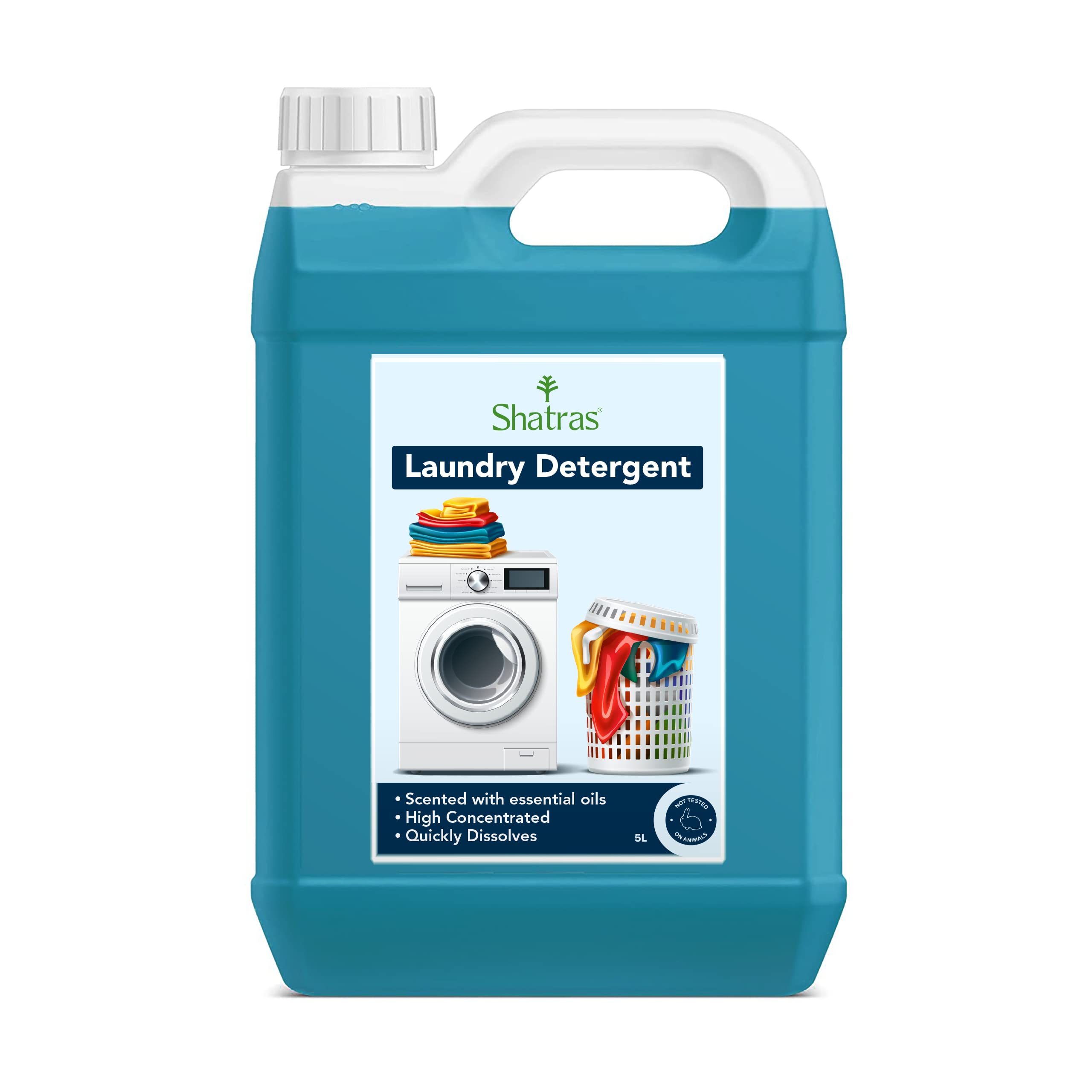 Shatras Concentrated Liquid Laundry Detergent 5L - Top & Front Load Washer Safe | Gentle Fabric Care for All Clothes | Hand Wash & Machine Wash | Perfect for Families, Travel & Daily Laundry Needs