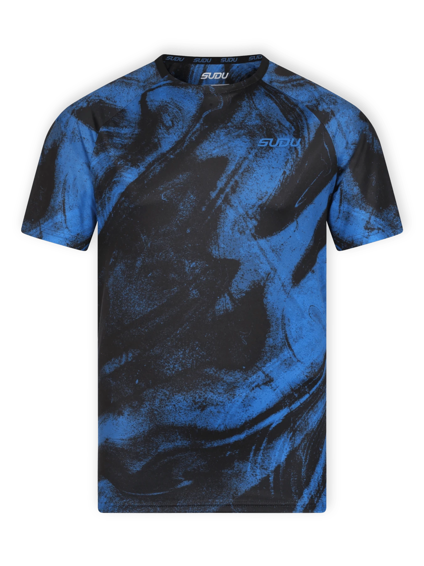 SPTP 01 Performance Training T-Shirt for Men & Women - Moisture Wicking Workout Shirt - Black & Blue Athletic Tee - Gym, Running, Yoga & Fitness Apparel