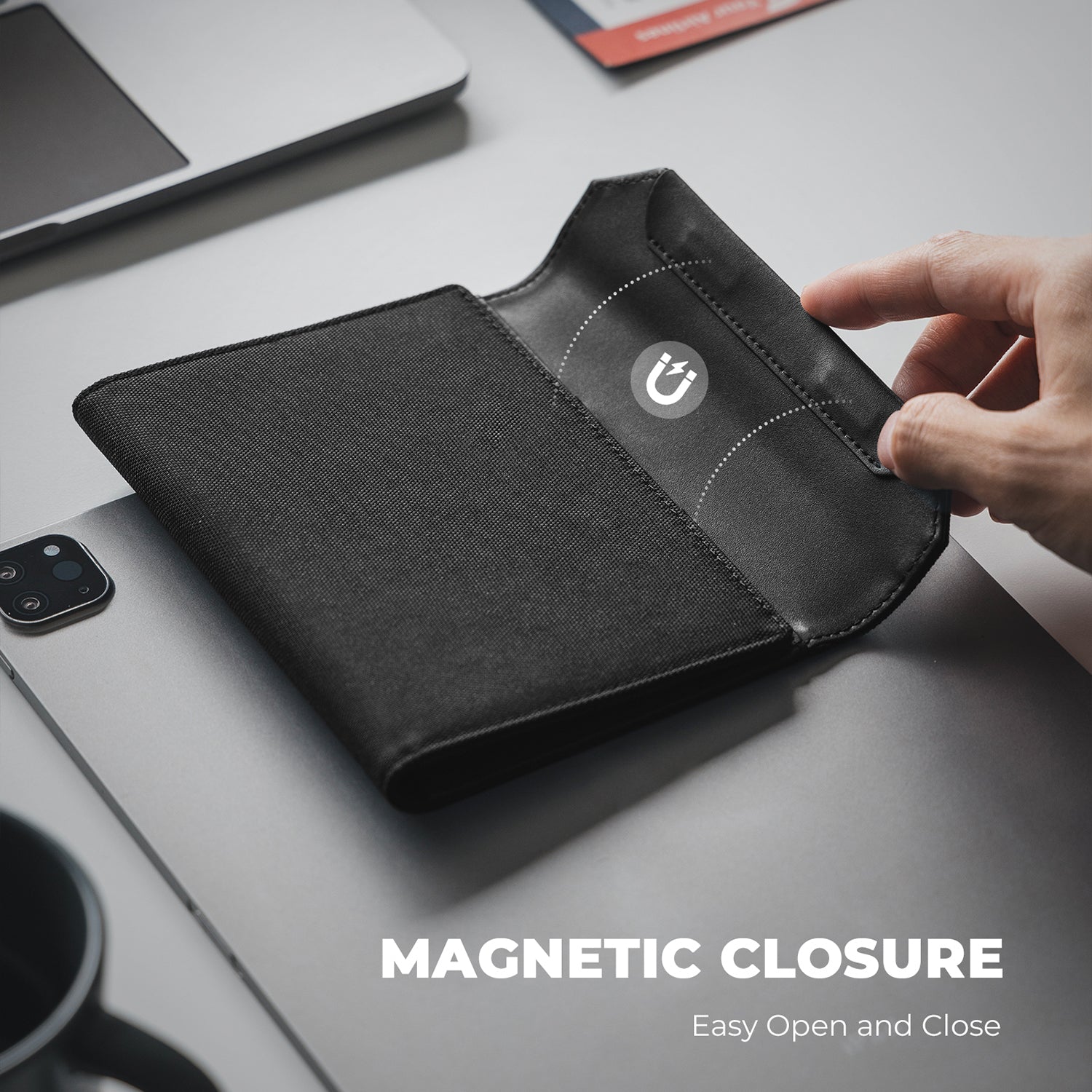 VPW104 RFID Blocking Passport Card Holder - Secure Travel Wallet with Magnetic Closure & Removable AirTag Slot (Airtag Not Included) | Perfect for International Trips, Business Travel & Identity Protection
