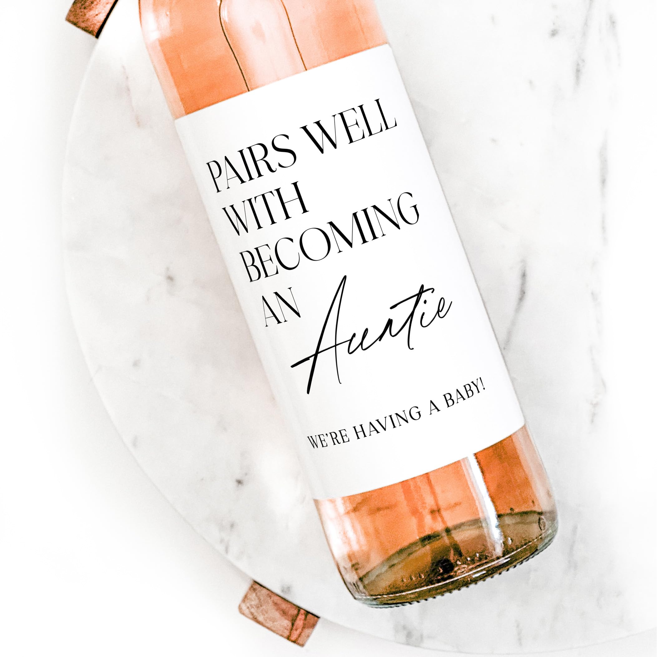 Pregnancy Announcement Wine Bottle Labels - Set of 4 - Welcome to Your Auntie Era - Baby Reveal Gift for New Aunts - Funny Wine Stickers for Auntie (Perfect for Baby Showers & Gender Reveal Parties)