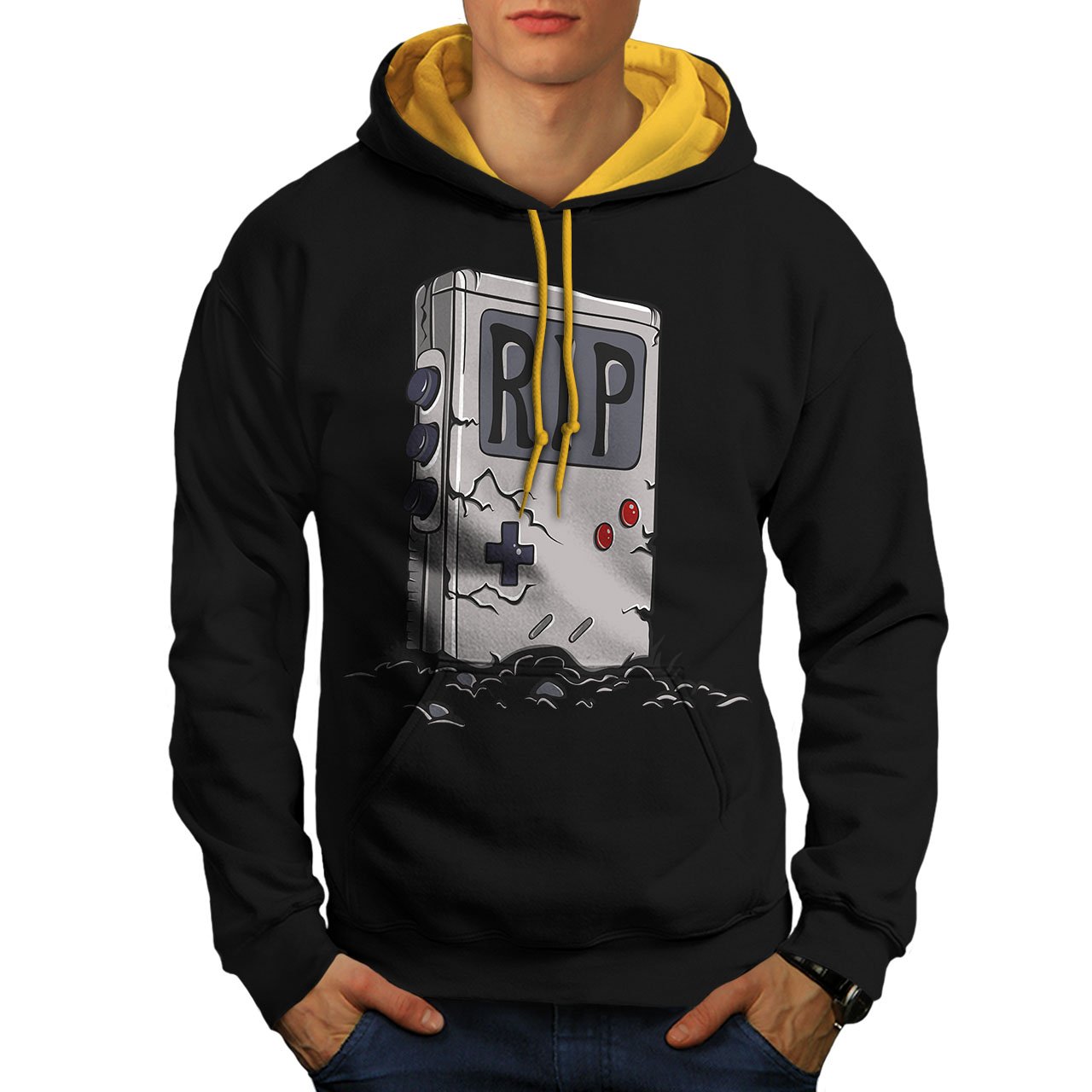 Wellcoda Retro Gameboy Hoodie for Men - 90s Vintage Gaming Sweatshirt with Contrast Design | Perfect for Casual Wear, Gaming Events & Nostalgic Outfits