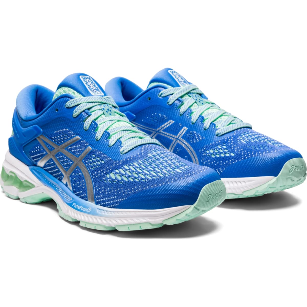 ASICS Women's Gel-Kayano 26 Running Shoes - Lightweight Stability Sneakers for Women, Size 5, Blue Coast/Pure Silver - Perfect for Marathon Training, Jogging & Gym Workouts