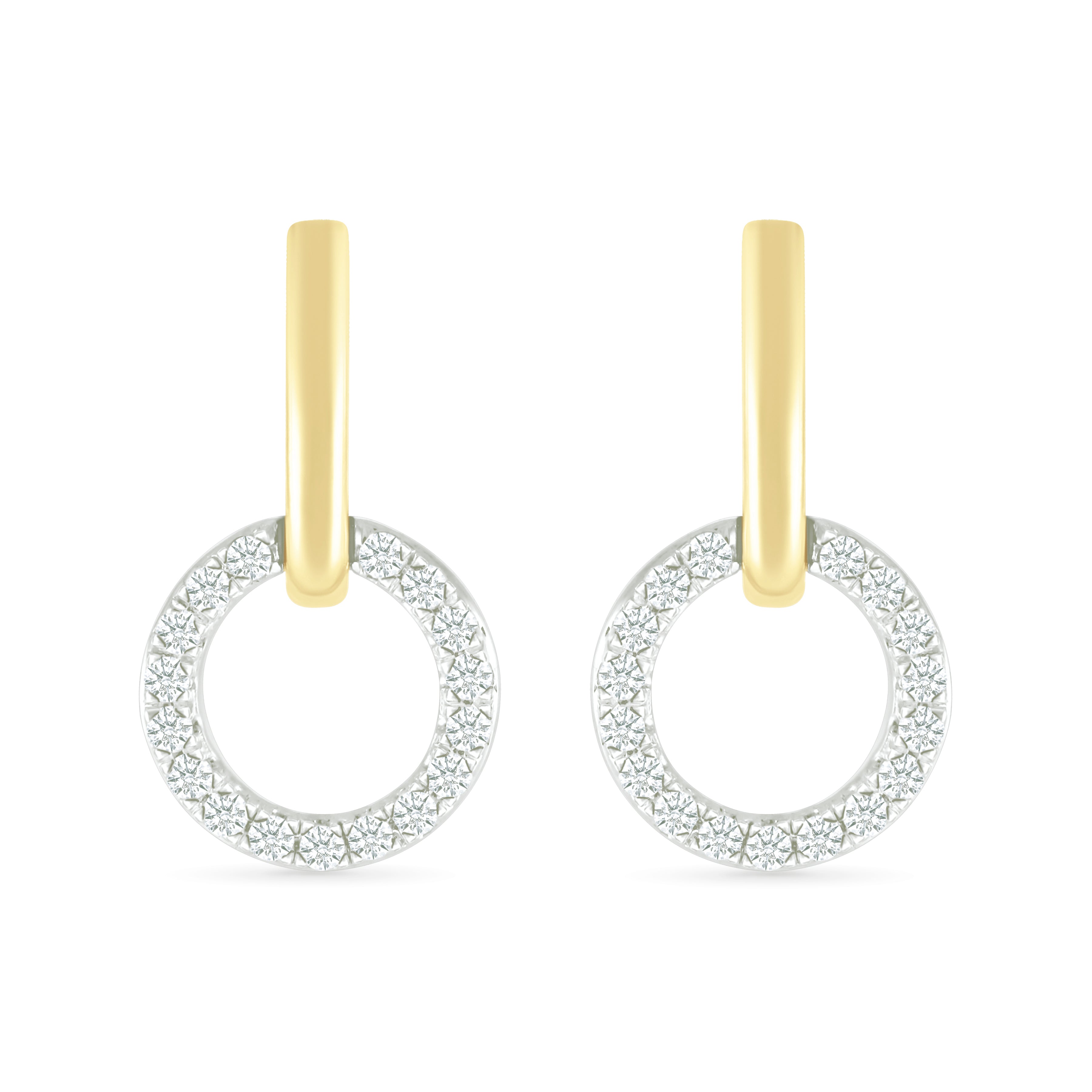 10K Yellow Gold Diamond Eternity Circle Stud Earrings for Women - Elegant Dangling Hoop Earrings for Wedding, Anniversary & Special Occasion Gifts
