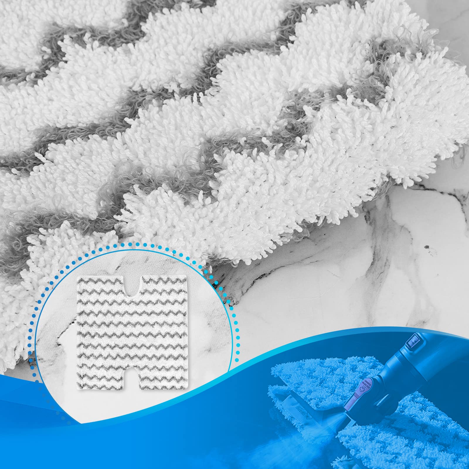 KEEPOW Washable Steam Mop Pads for Shark Genius Lift-Away Models S3973D/S5001/S5002/S5003D/S6001/S6002/S6003/S3973WM - 3 Pack Replacement Pads for Hard Floor Cleaning | Perfect for Tile, Laminate & Wood Floors