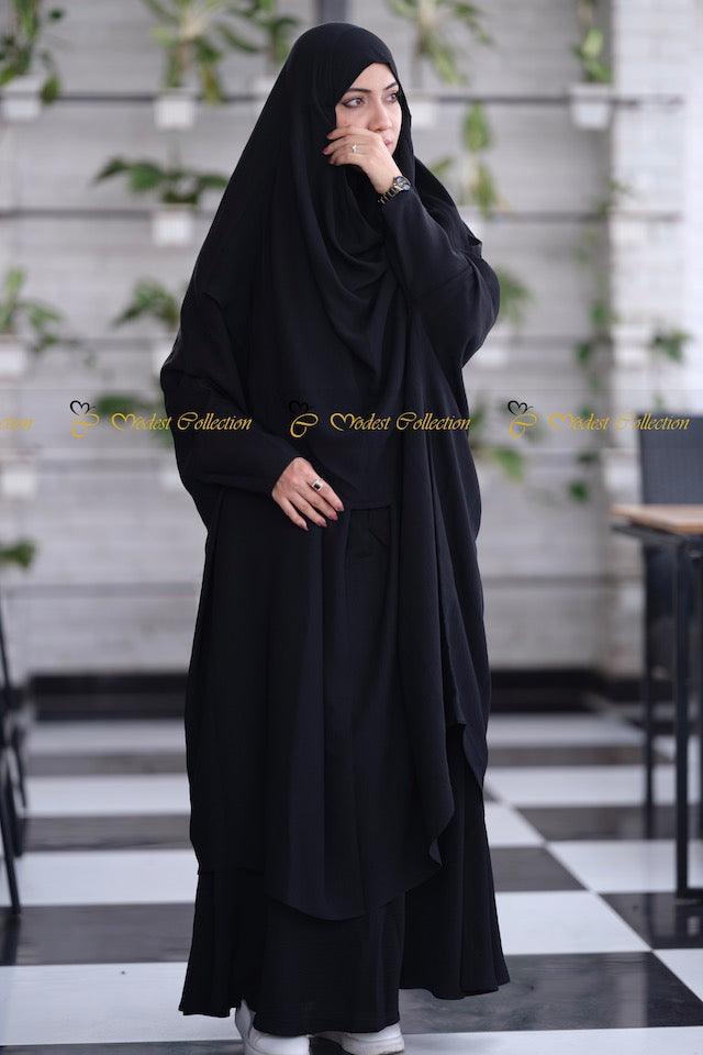 Fatima Jilbab with Attached Niqab - Black Islamic Abaya Dress for Muslim Women | Perfect for Prayer, Modest Fashion & Everyday Wear