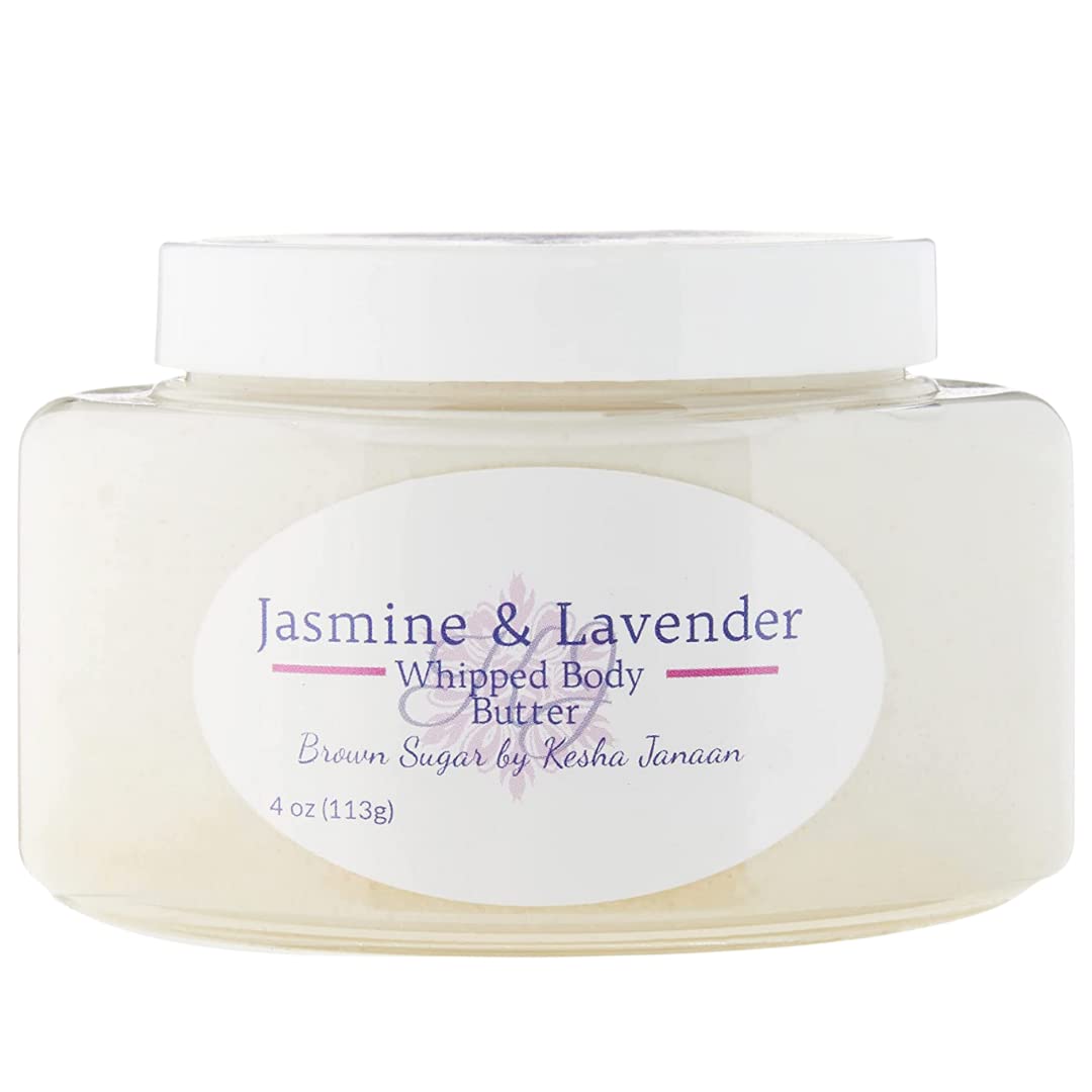 Organic Handmade Whipped Body Butter - Jasmine & Lavender Scented, 4 oz - Ultra Moisturizing & Nourishing for Dry Skin - Perfect for Daily Skincare, Gift & Spa Relaxation