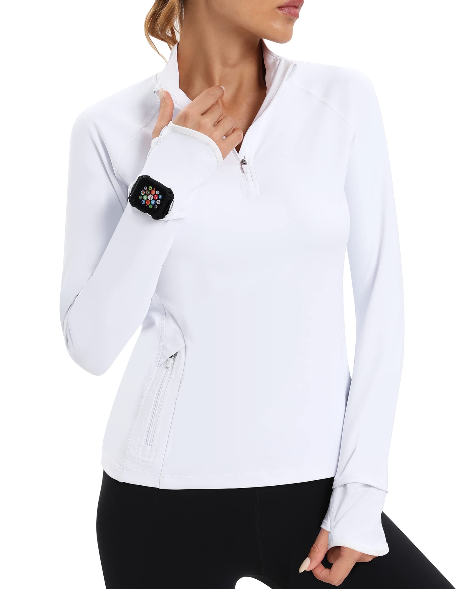 Runhit Women's Long Sleeve UPF 50+ Golf Shirt - Quick Dry Zip Pullover for Hiking, Tennis, Running & Workout - Sun Protection Activewear for Outdoor Sports & Gym Training