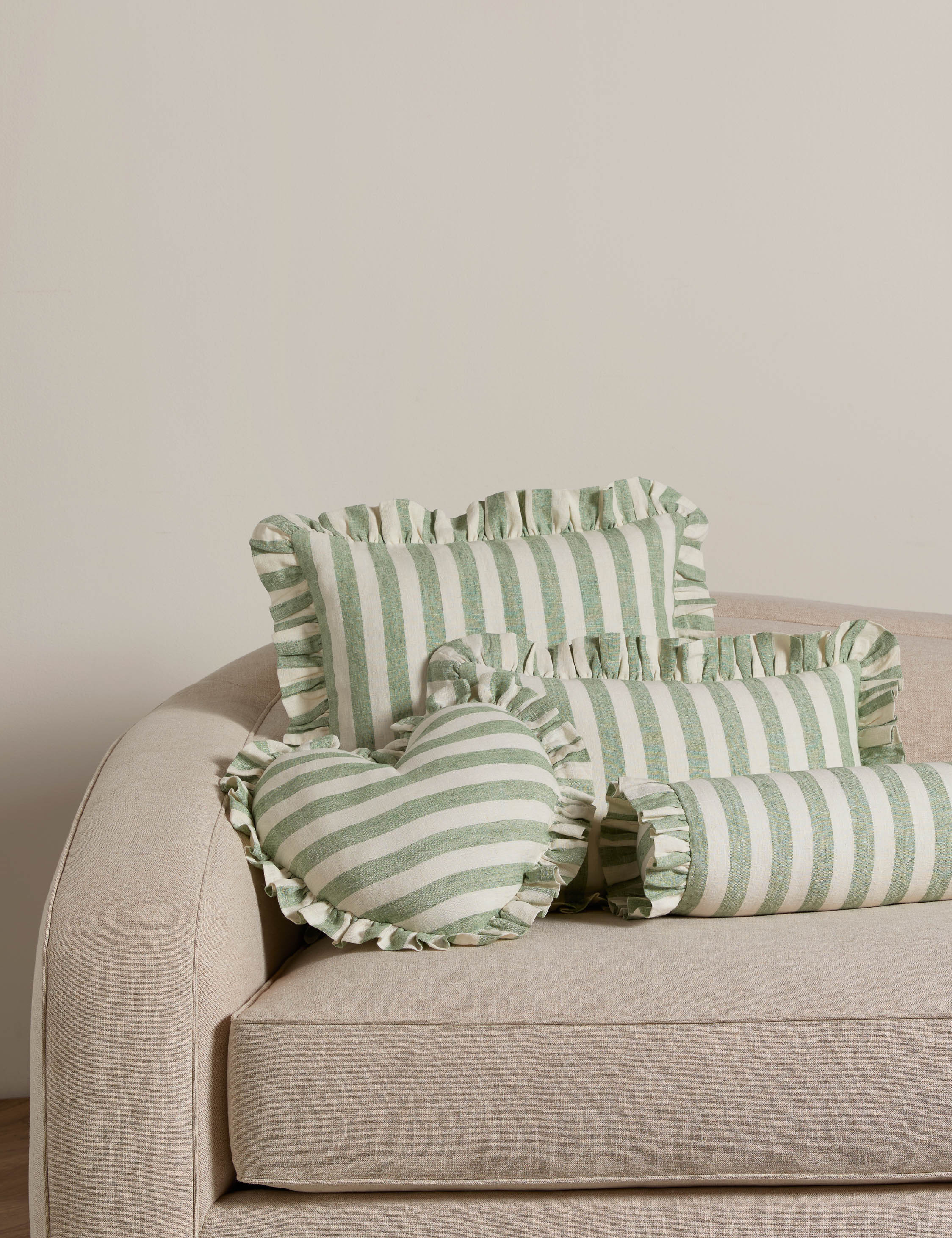Amaroso Linen Ruffle Bolster Pillow - Decorative Couch Pillow for Sofa, Bed, Nursery - Soft Home Decor Accent for Living Room, Bedroom, Nursery