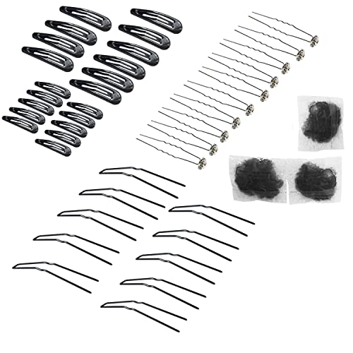 ROCST Snap Hair Clips for Women & Girls - 43pcs U-Shaped Bobby Pins for Ballet, Dance & Everyday Styling (Black, 2.5 Inch Hair Accessories Kit)