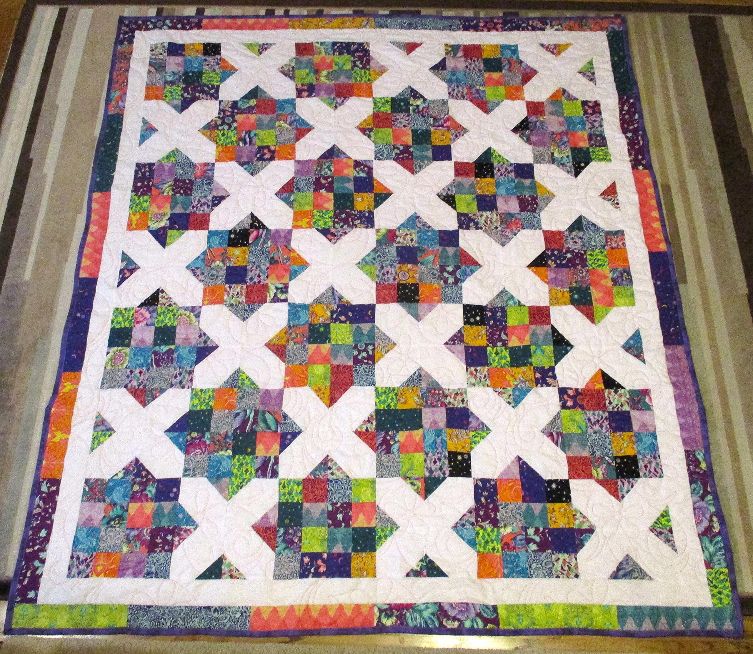 Patchwork Throw Quilt - Good Night Irene - Multi-Color Handmade Cotton Blanket for Bed, Sofa & Cozy Home Decor