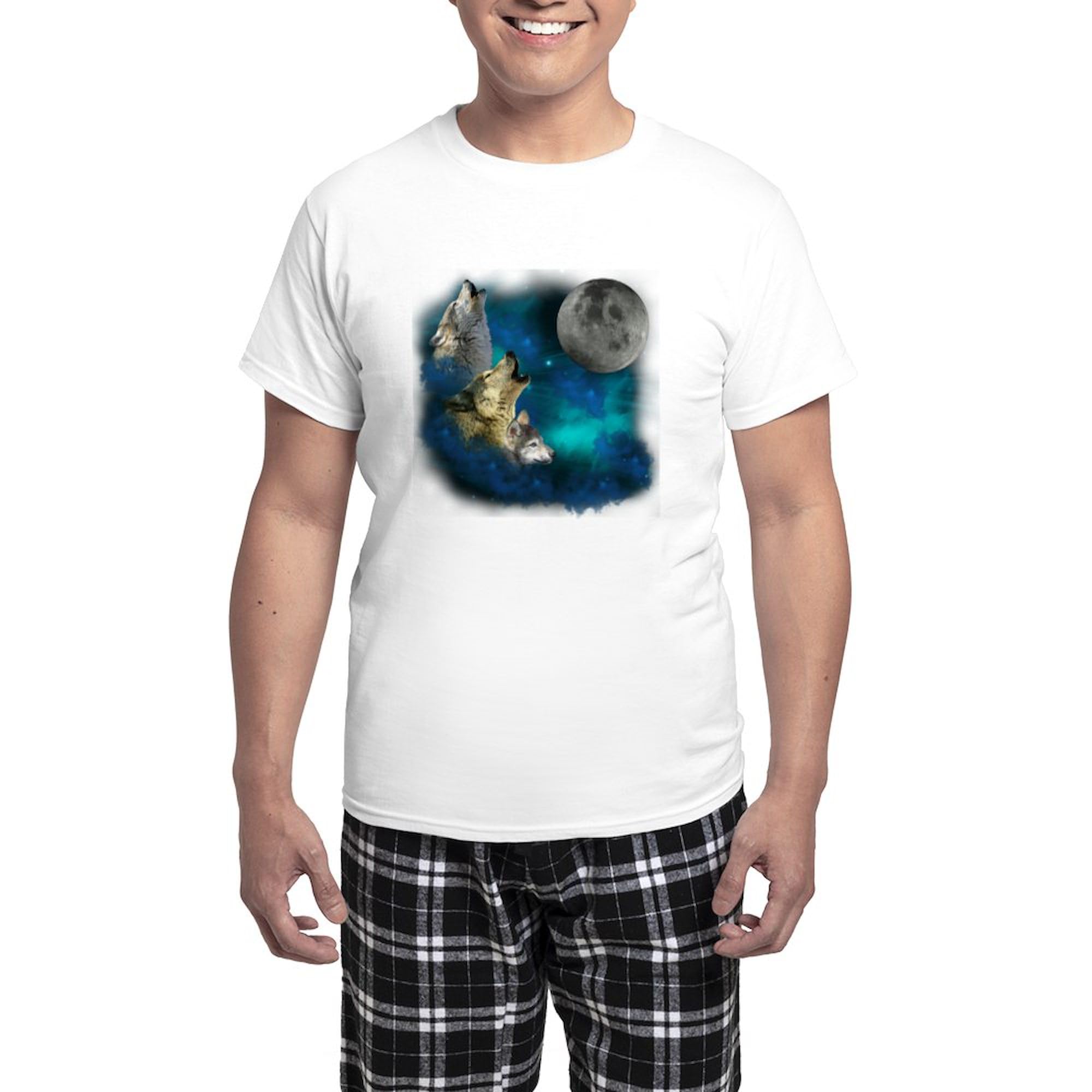 Wolf Moon Family Men's Lightweight Pajama Set - Comfortable Novelty Sleepwear for Relaxing at Home & Lounging