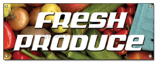 Farmers Market Fresh Produce Banner Sign Stand - Durable & Weatherproof for Outdoor Displays - Perfect for Farm Stands, Roadside Markets & Grocery Store Promotions