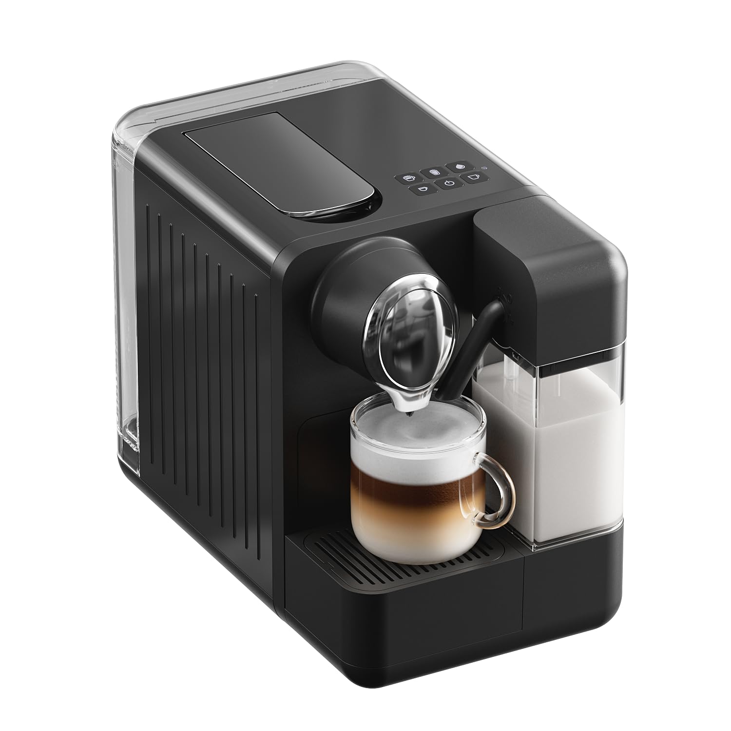 Premium Espresso Machine with Built-in Automatic Milk Frother - Single-Serve Coffee Maker Compatible with Pods & Capsules, One-Touch Latte & Cappuccino Maker, Single/Double Shot Function - Perfect for Home, Office & Coffee Shop Use