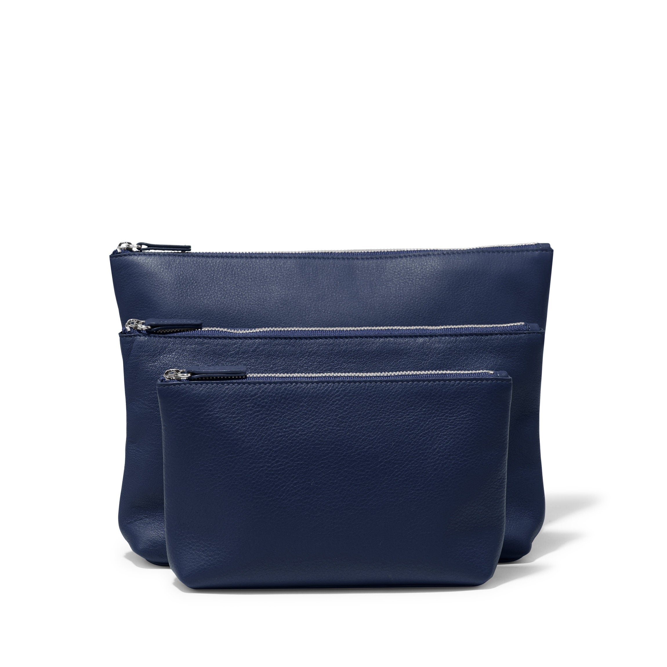 Premium Navy Blue Standing Pouch Trio - Reusable, Leak-Proof Food Storage Bags for Snacks, Lunch, and Meal Prep - Ideal for Home, Office, and Travel Use