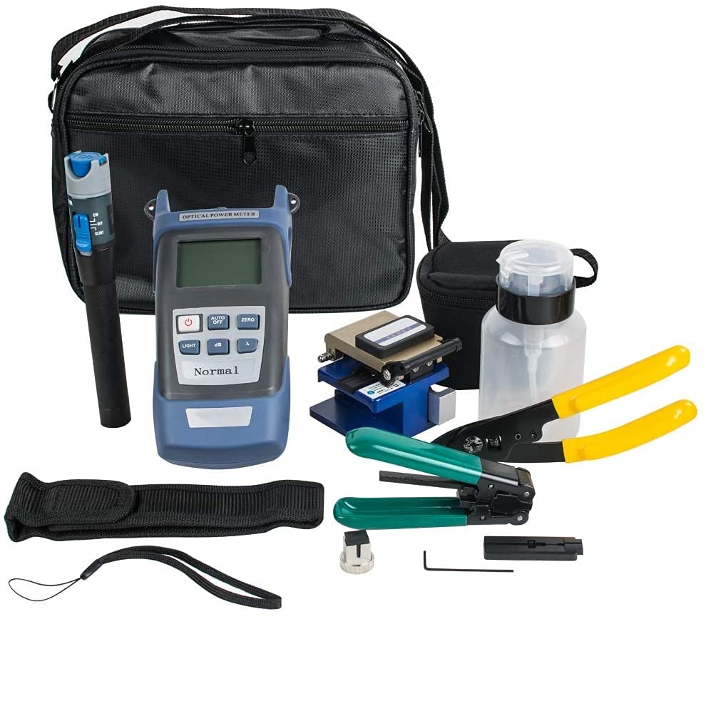 Professional FTTH Fiber Optic Tool Kit - FC-6S Cleaver, Optical Power Meter, Visual Fault Locator (1mw), Cable Cutter & Stripper for 5km Fiber Installation | Complete Solution for Home & Business Fiber Optic Network Setup