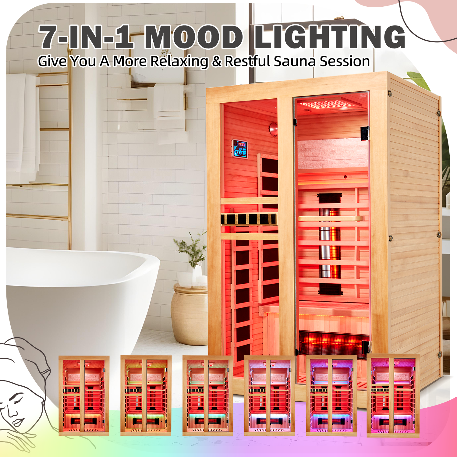 2 Person Infrared Sauna with Red Light Therapy - Home Spa Relaxation & Detox for Couples | EROMMY Portable Far Infrared Sauna for Wellness & Pain Relief