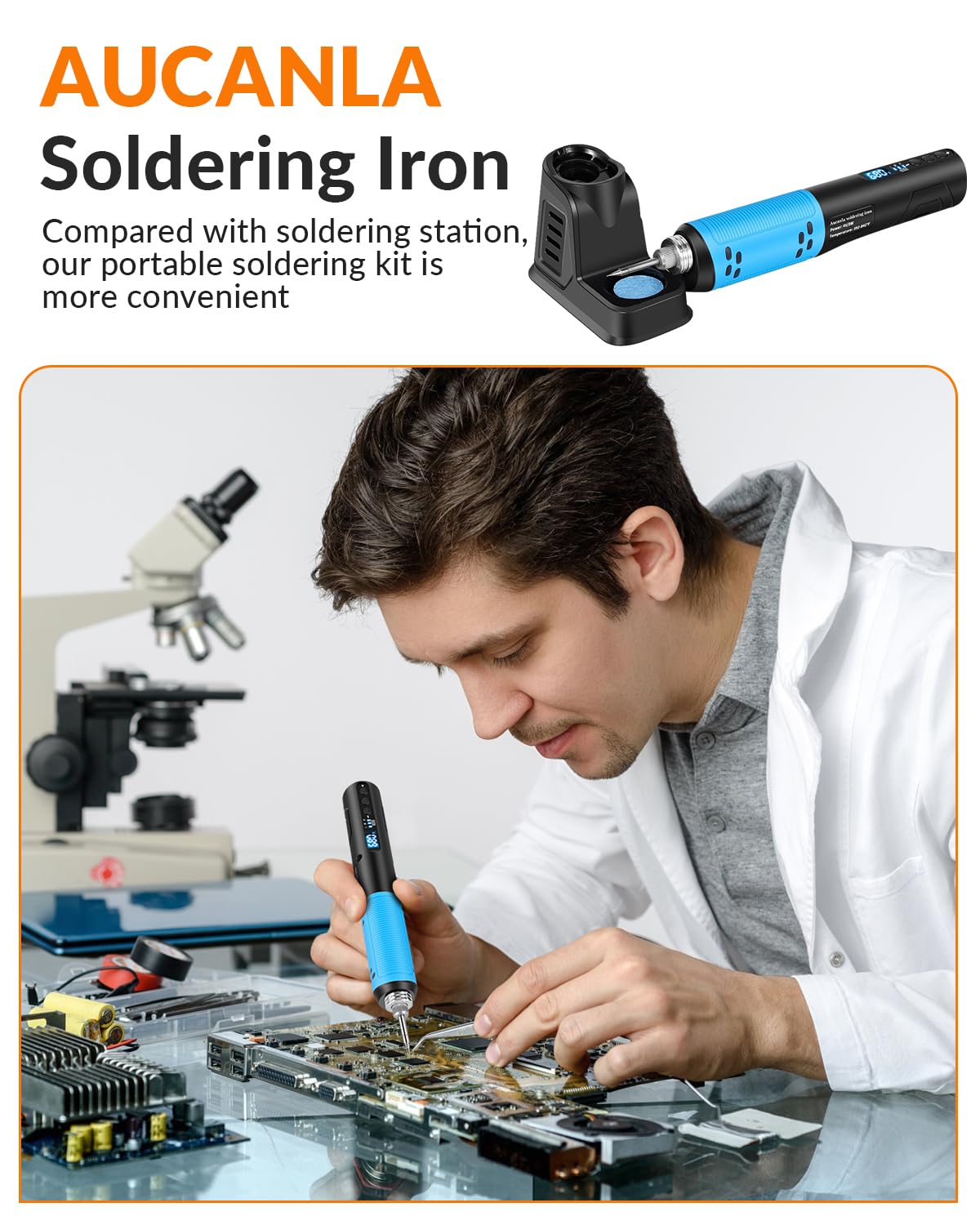 **Portable Cordless Soldering Iron Kit with Digital LED Screen & Adjustable Temperature (392-842°F) – USB Rechargeable Soldering Gun with LED Spotlight for DIY Electronics, Jewelry, and Home Repairs**