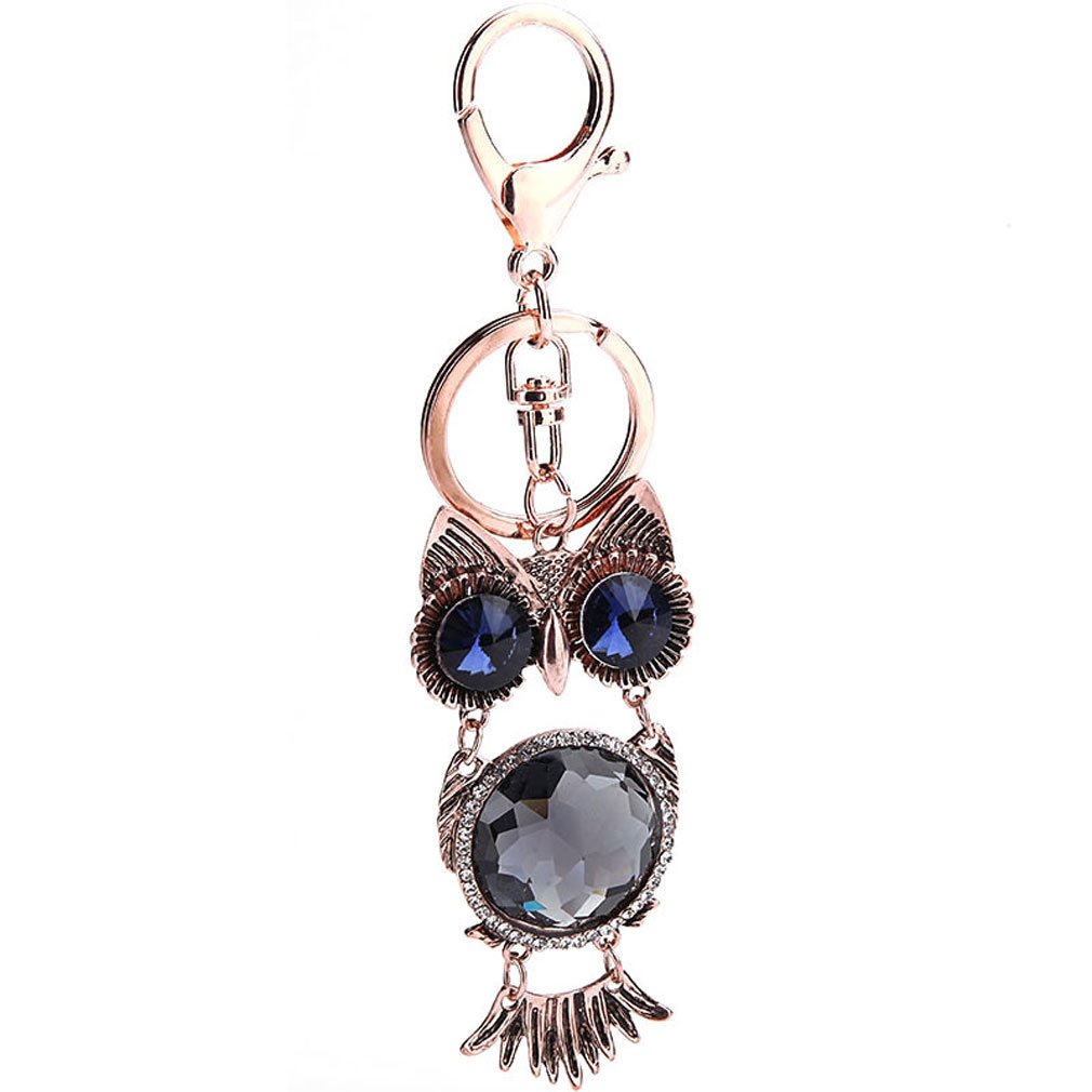Fashion Owl Crystal Rhinestone Alloy Keychain Ring for Women - Elegant Jewelry Accessory for Purse, Keys, or Gift Giving (Style H1297)