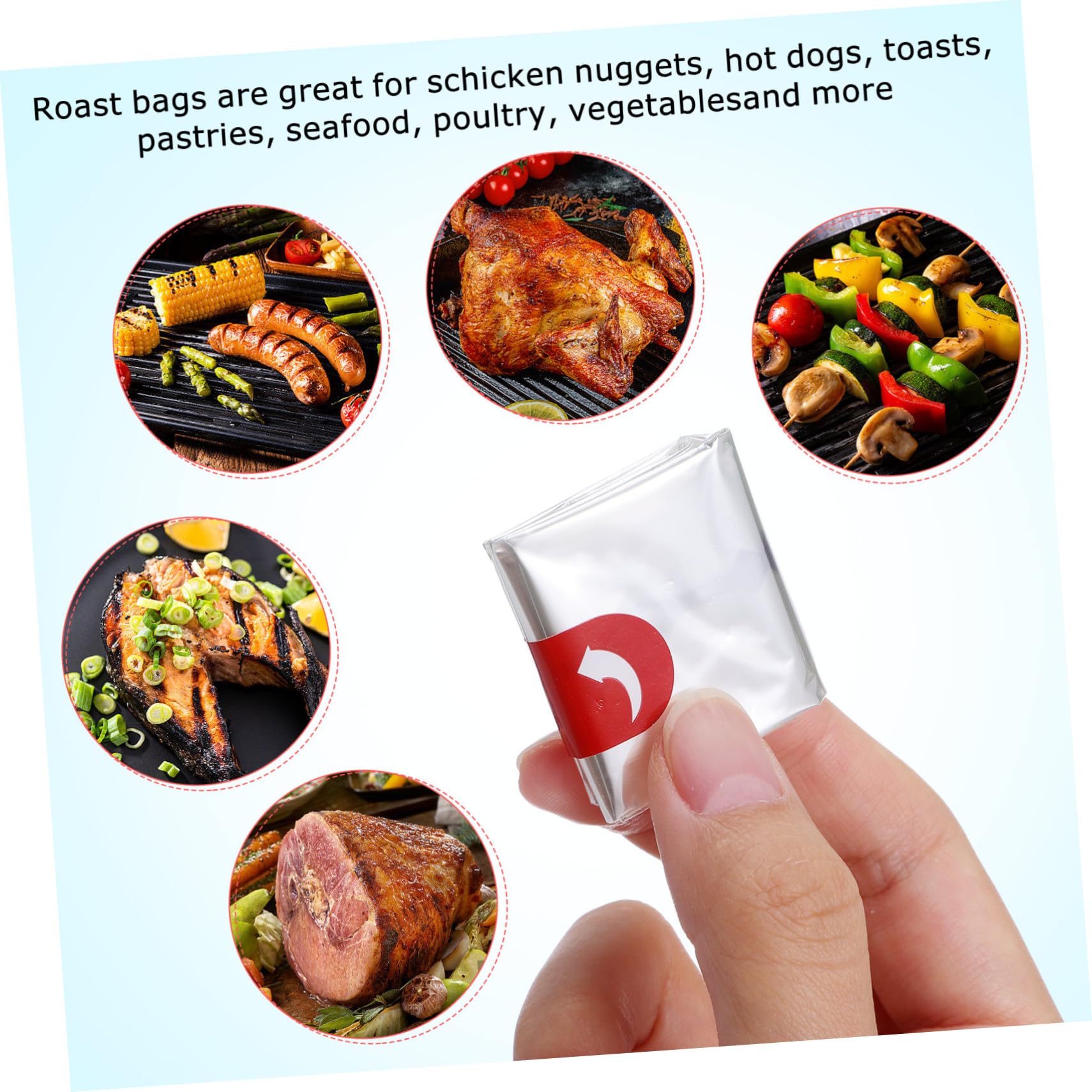 50pcs Heat Resistant Oven Bags for Grilling Chicken, Turkey, Ribs & Cheese - Reusable Vacuum Storage & Roasting Bags for BBQ, Baking & Meal Prep (Pet White)