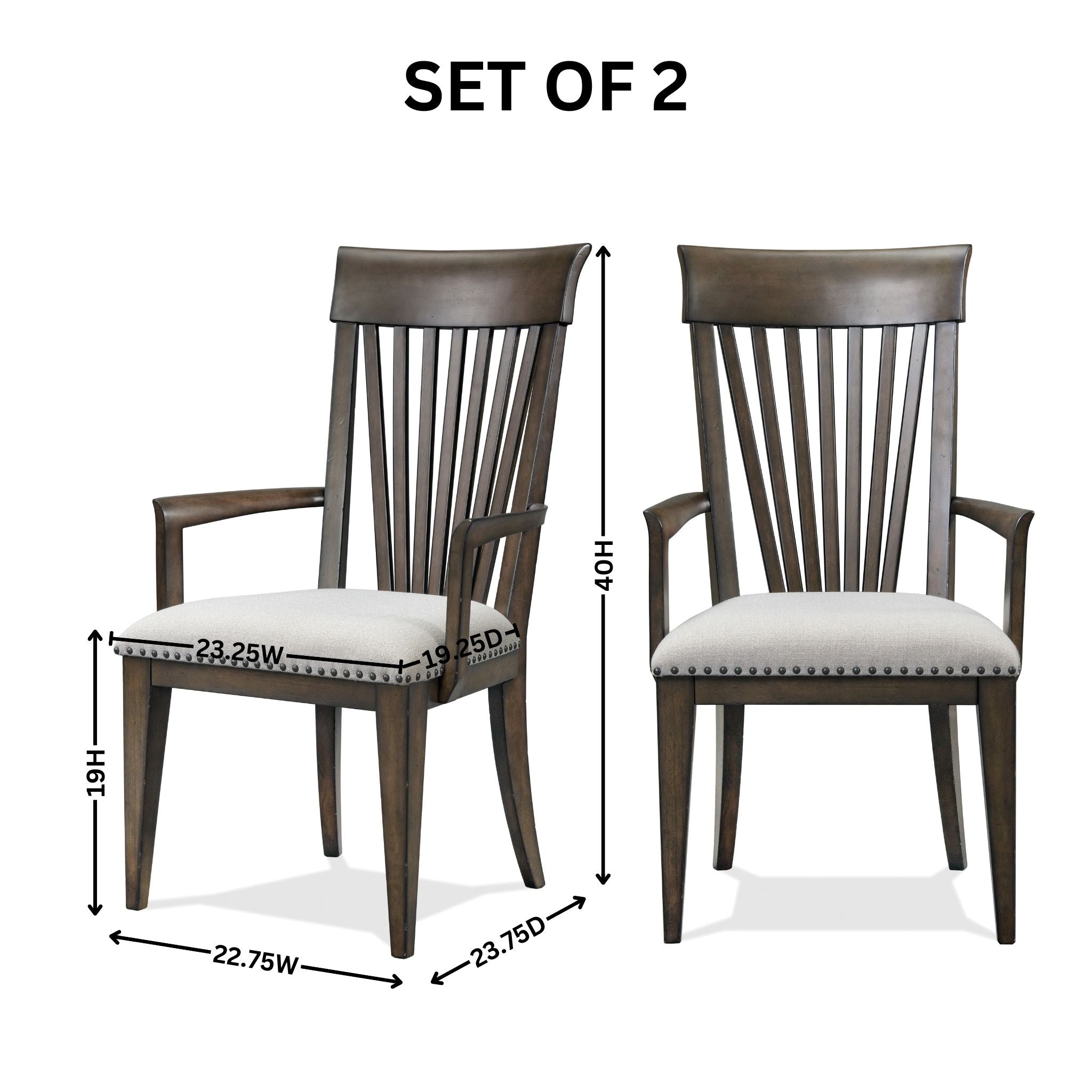 Roundhill Furniture Grant Nailhead Trim Upholstered Armchairs, Beige, Set of 2 - Elegant Living Room Seating for Home Office, Lounge & Dining Room Decor