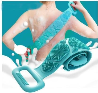 Exfoliating Shower Scrubber Belt - Double-Sided Silicone Body Scrubber for Deep Cleansing, Dead Skin Removal & Spa Experience - Replaces Bath Towel - Perfect for Shower, Bath & Post-Workout Cleansing (1-Pack, Color May Vary)