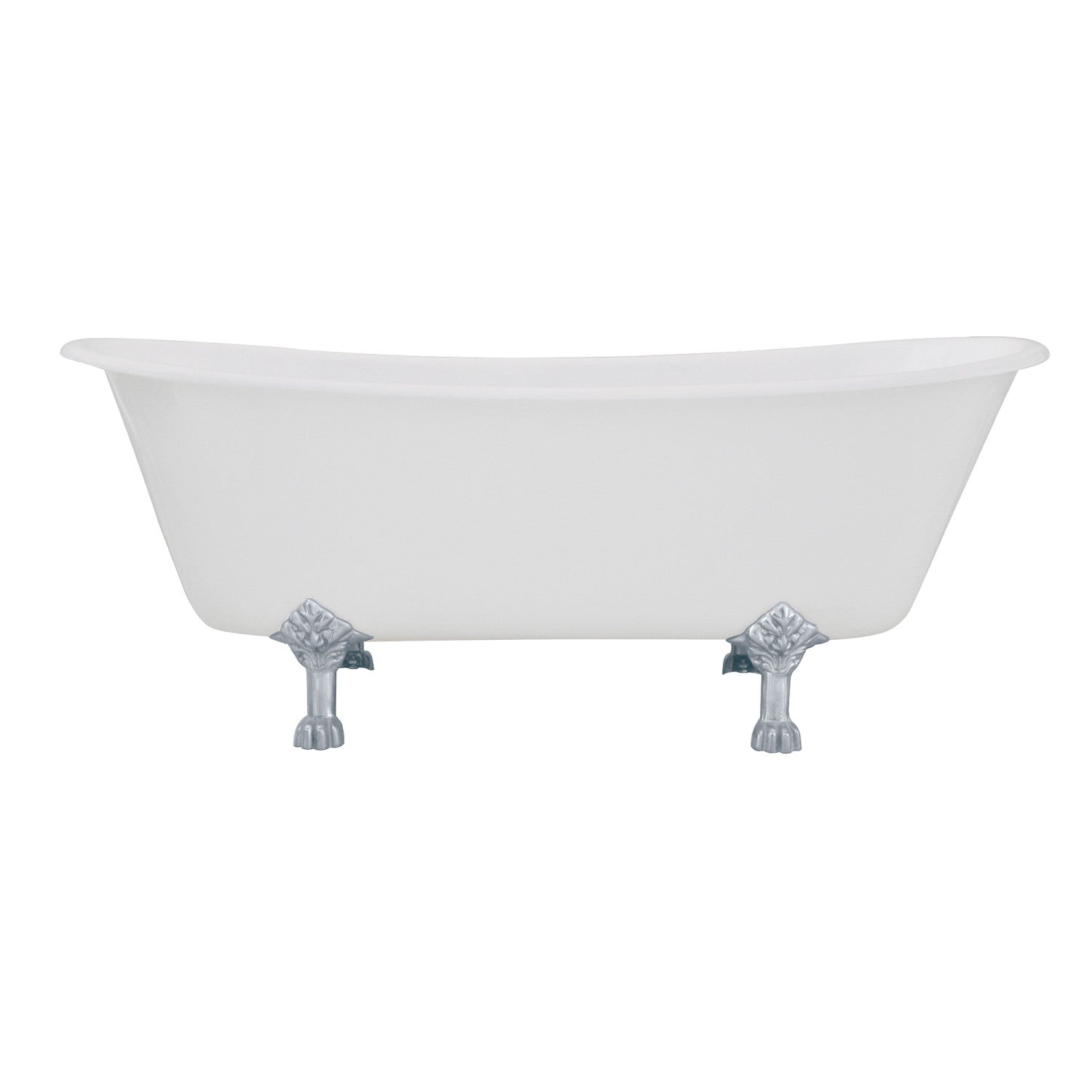 Aqua Eden 67 Inch White Cast Iron Clawfoot Bathtub - Oval Double Slipper Design with Polished Chrome Feet - Perfect for Vintage Bathroom & Luxury Spa Retreats