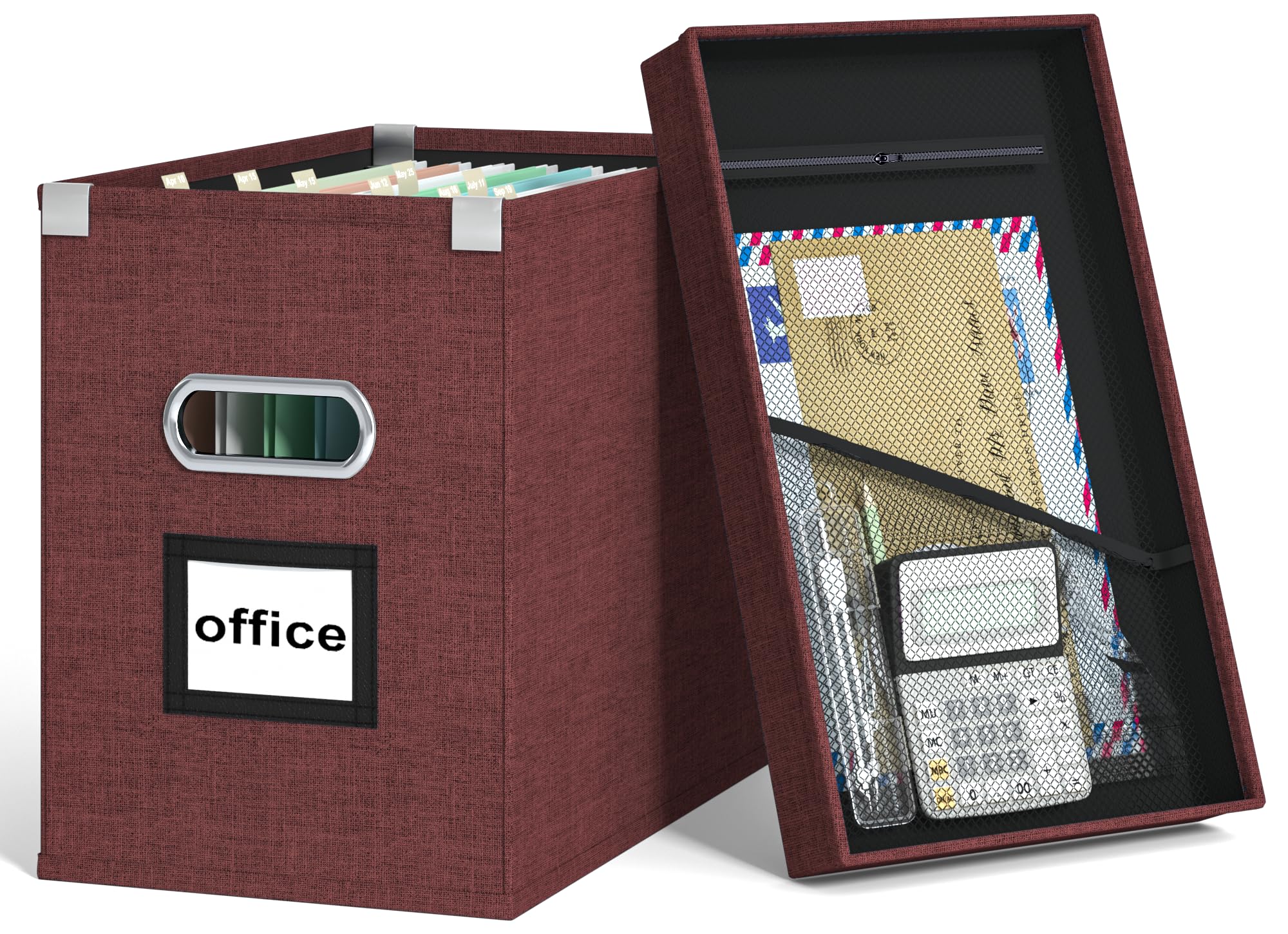 Huolewa File Organizer Box with Lid - Portable Hanging Document Storage with Mesh Pocket | Letter Size File Cabinet Organizer for Home, Office & School | Perfect for Desk Organization, Paper Storage & Office Supplies Management