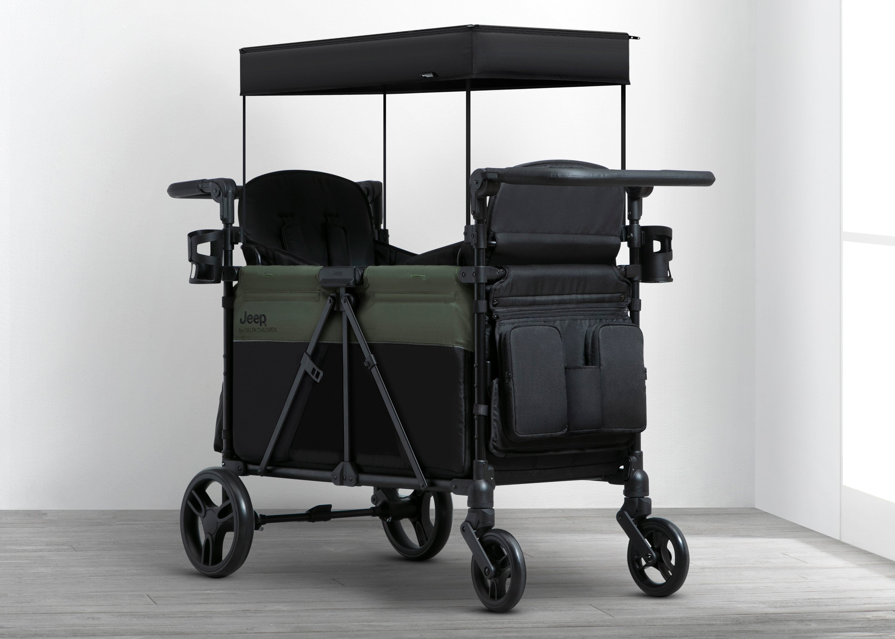 Jeep Aries Stroller Wagon - All-Terrain 4-Wheel Stroller Wagon for Kids, Foldable Baby Wagon with Canopy & Storage | Perfect for Beach, Park, Camping & Outdoor Adventures