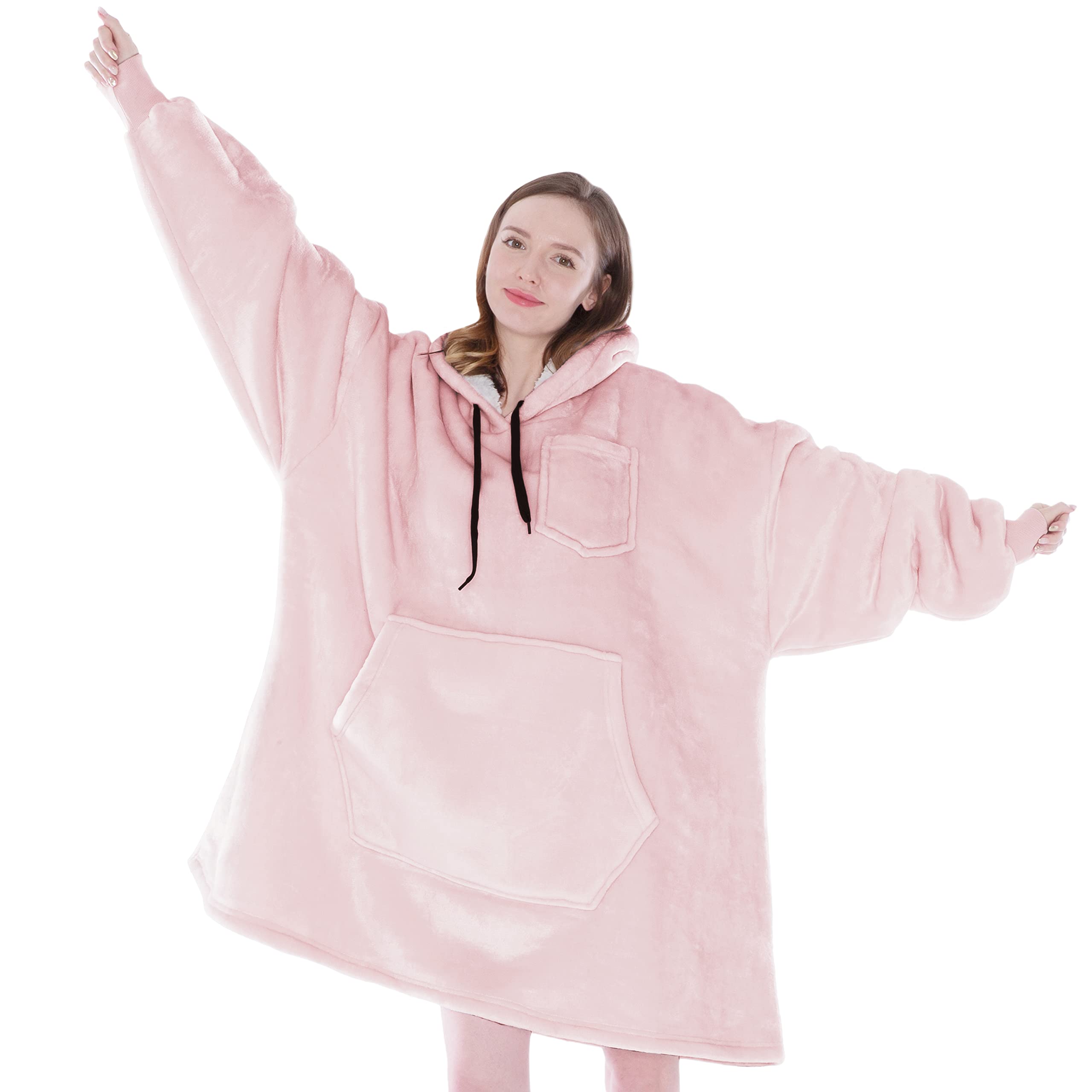 PAVILIA Women's Sherpa Wearable Blanket Hoodie - Oversized Cozy Fleece Sweatshirt Blanket with Hood for Men & Women | Perfect for Lounging, Netflix Nights & Outdoor Camping