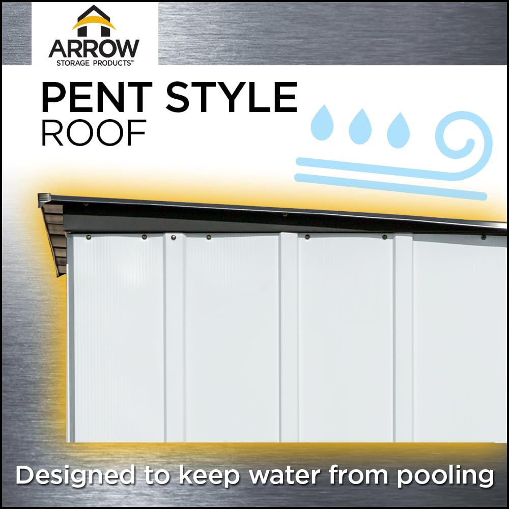 Arrow 5' x 3' x 6' Compact Outdoor Metal Storage Shed Kit - Flute Gray & Anthracite - Perfect for Backyard, Patio & Garden Organization