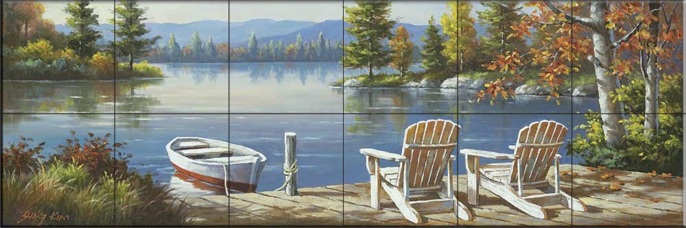 Ceramic Backsplash Tile Mural - Woodland Landscape Woods Design for Kitchen, Bathroom & Living Room - Adirondack II by Sung Kim - Perfect for Rustic Home Decor & Nature-Inspired Interior Design